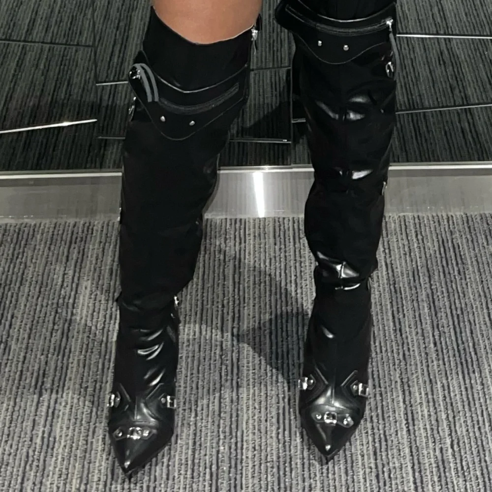 Faux leather , pointed toe over the knee boots - Picture 6 of 6